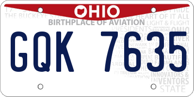 OH license plate GQK7635