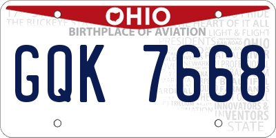 OH license plate GQK7668