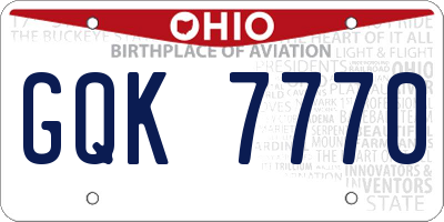 OH license plate GQK7770