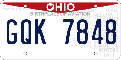 OH license plate GQK7848