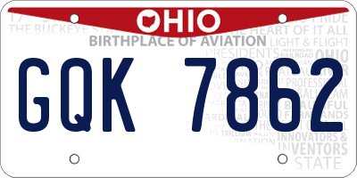 OH license plate GQK7862