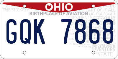 OH license plate GQK7868