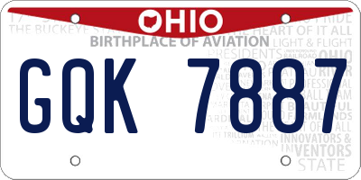 OH license plate GQK7887