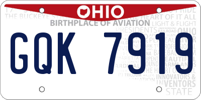 OH license plate GQK7919
