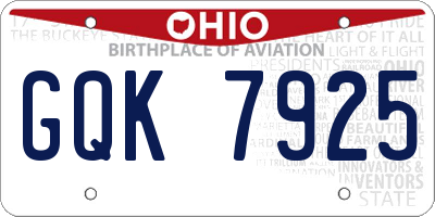 OH license plate GQK7925