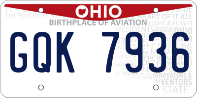 OH license plate GQK7936