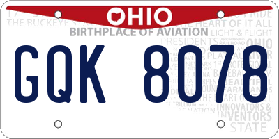 OH license plate GQK8078