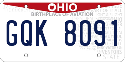 OH license plate GQK8091
