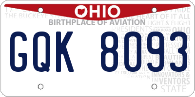 OH license plate GQK8093