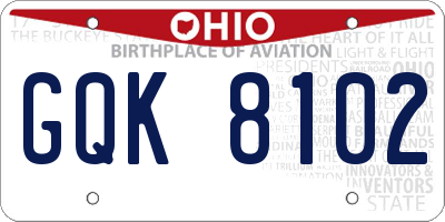 OH license plate GQK8102