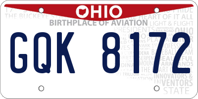 OH license plate GQK8172