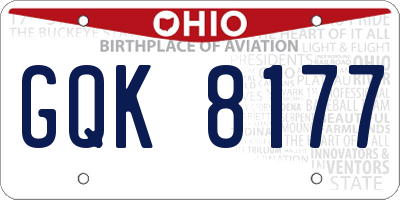 OH license plate GQK8177