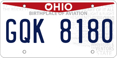 OH license plate GQK8180