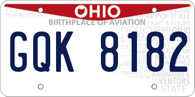 OH license plate GQK8182