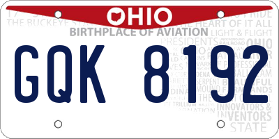 OH license plate GQK8192