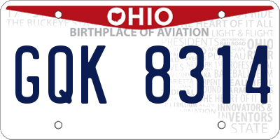 OH license plate GQK8314