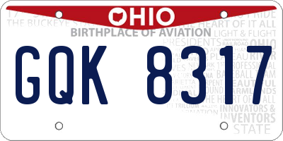 OH license plate GQK8317