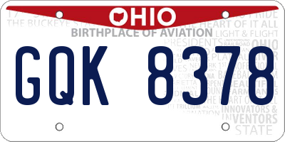 OH license plate GQK8378