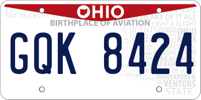 OH license plate GQK8424