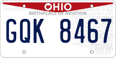 OH license plate GQK8467