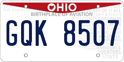 OH license plate GQK8507