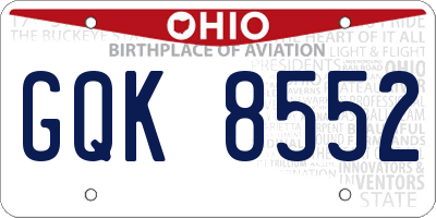 OH license plate GQK8552