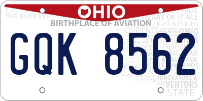 OH license plate GQK8562