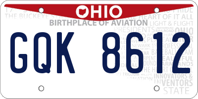 OH license plate GQK8612