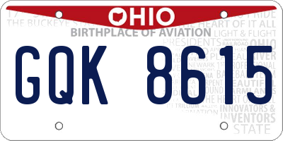 OH license plate GQK8615
