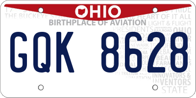 OH license plate GQK8628