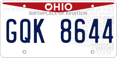 OH license plate GQK8644