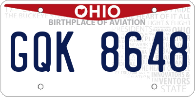 OH license plate GQK8648