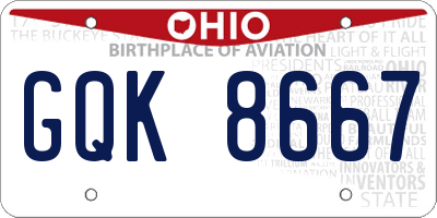 OH license plate GQK8667