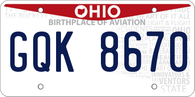 OH license plate GQK8670