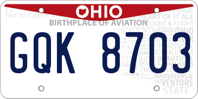 OH license plate GQK8703