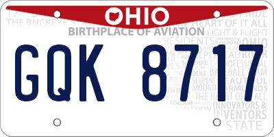OH license plate GQK8717