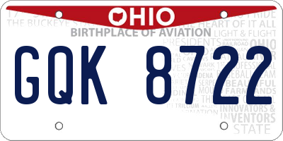OH license plate GQK8722