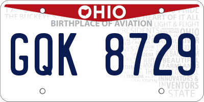 OH license plate GQK8729