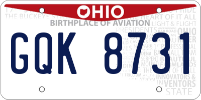 OH license plate GQK8731