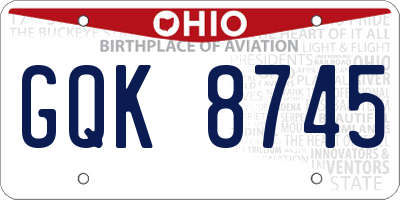 OH license plate GQK8745