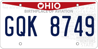 OH license plate GQK8749