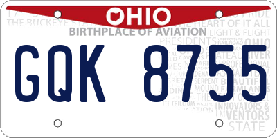 OH license plate GQK8755