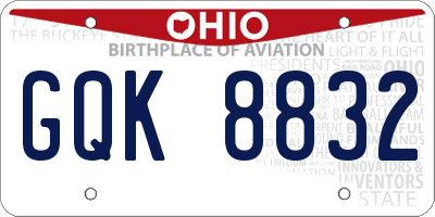 OH license plate GQK8832