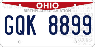 OH license plate GQK8899