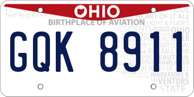 OH license plate GQK8911
