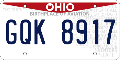 OH license plate GQK8917