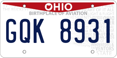 OH license plate GQK8931