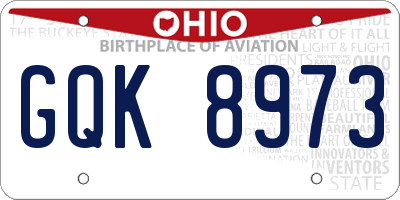 OH license plate GQK8973