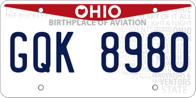 OH license plate GQK8980