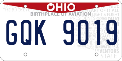 OH license plate GQK9019